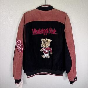 Mississippi State Bulldogs Leather Jacket Mens Medium NCAA Football G-III NEW